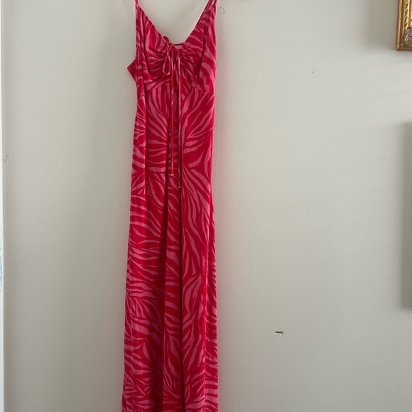 Red Zebra Print Open Back Maxi Dress Sz XS - Picture 1 of 3